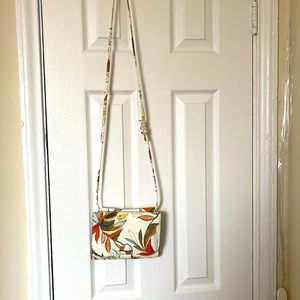 Small Floral orange mix green crème purse
